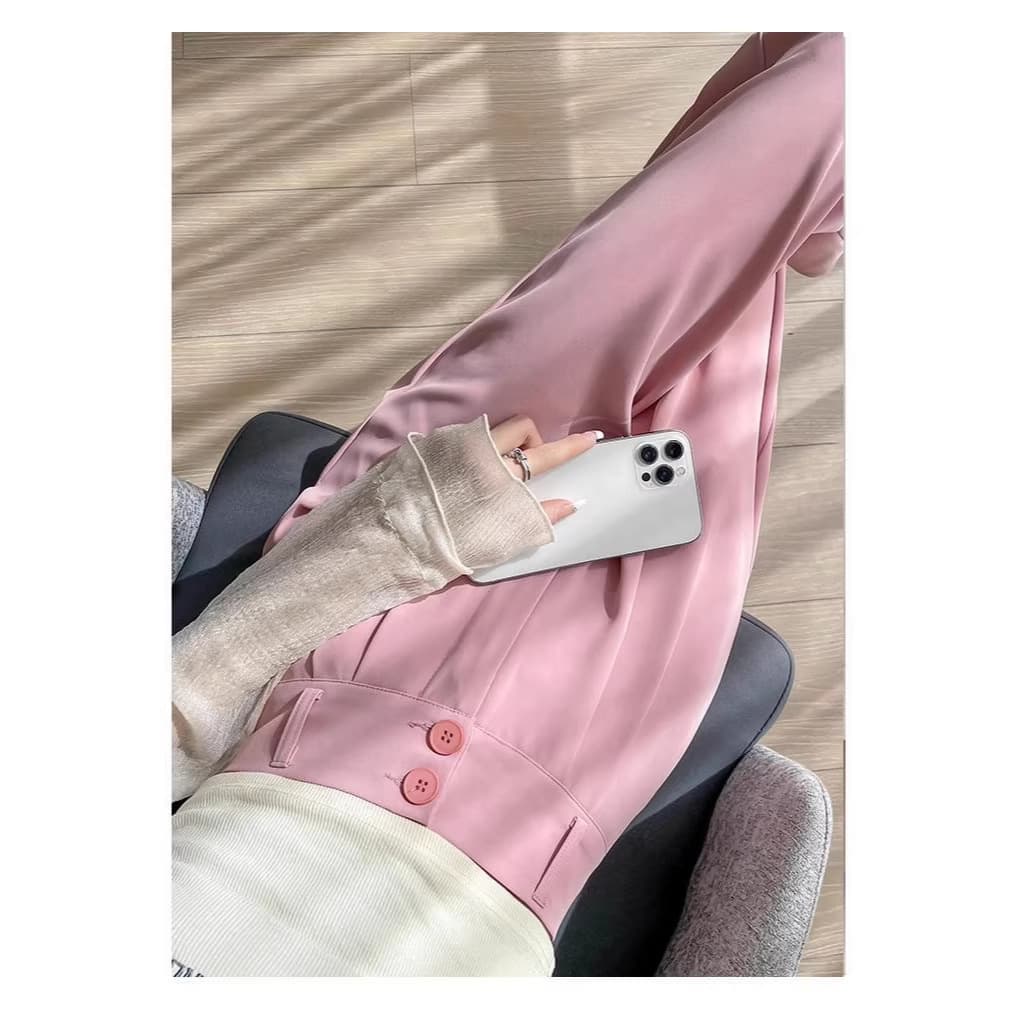 Wide-Leg Pants Women Spring Summer 2026 Trendy High-Waist Flowy Casual Elegant Suit Trousers for Petite
