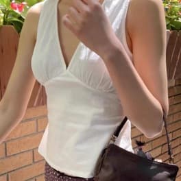 Bm Style New American Sexy Deep V-Neck Bm Vest Women's Strappy Slim Fit Sleeveless T-Shirt Top