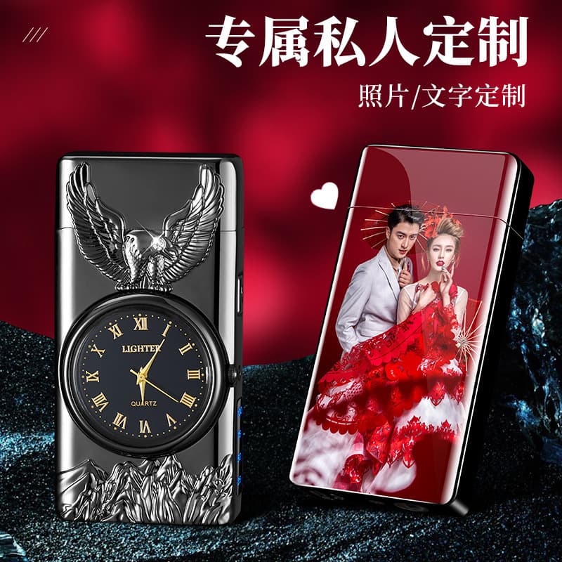 HF2217 Eagle Head Metal Dual Arc USB Lighter Charging Igniter Gift Engraving Cross-border Viral TikTok