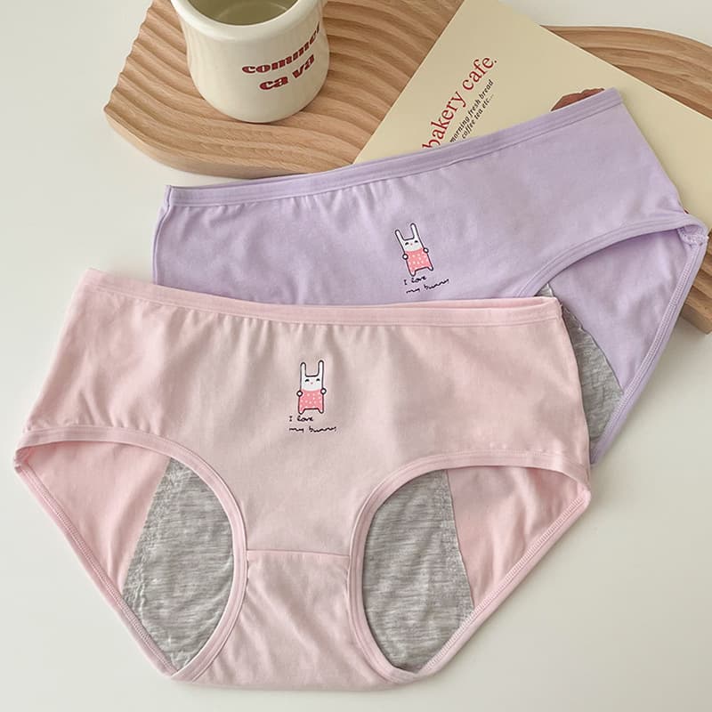Wholesale menstrual panties, leak-proof, mid-waisted pure cotton underwear for girls, antibacterial menstrual panties, plus size women's sanitary panties