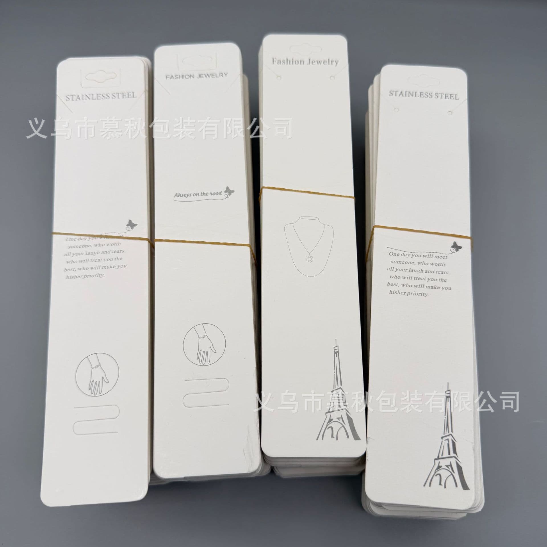 Fashion long chain display card necklace bracelet anklet hanging card jewelry white cardboard packaging paper card ready factory issued