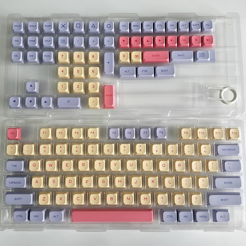 Marshmallow keycaps PBT sublimation keycaps XDA highly cute pink English Cangjie phonetic small complete set of 132 pieces