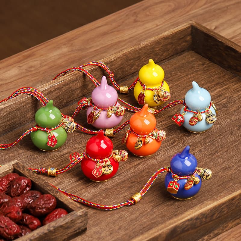 Ceramic gourd tea pet ornament, tea toy, car decoration, bag pendant, lucky charm, gift.