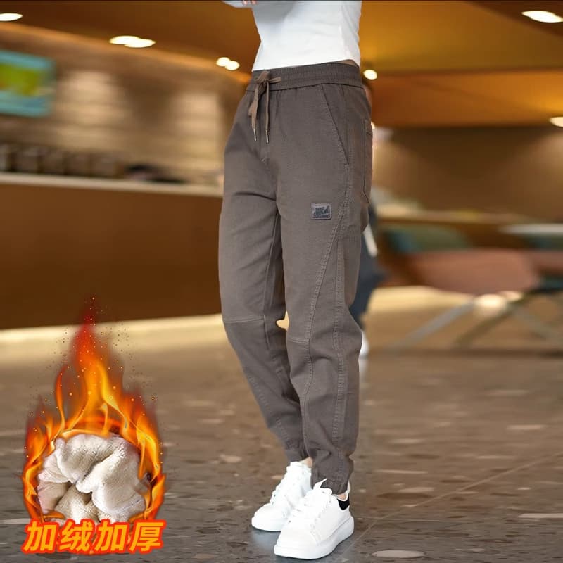 Casual pants men's loose legged jeans harem new spring and autumn trend versatile winter plus velvet dad wear