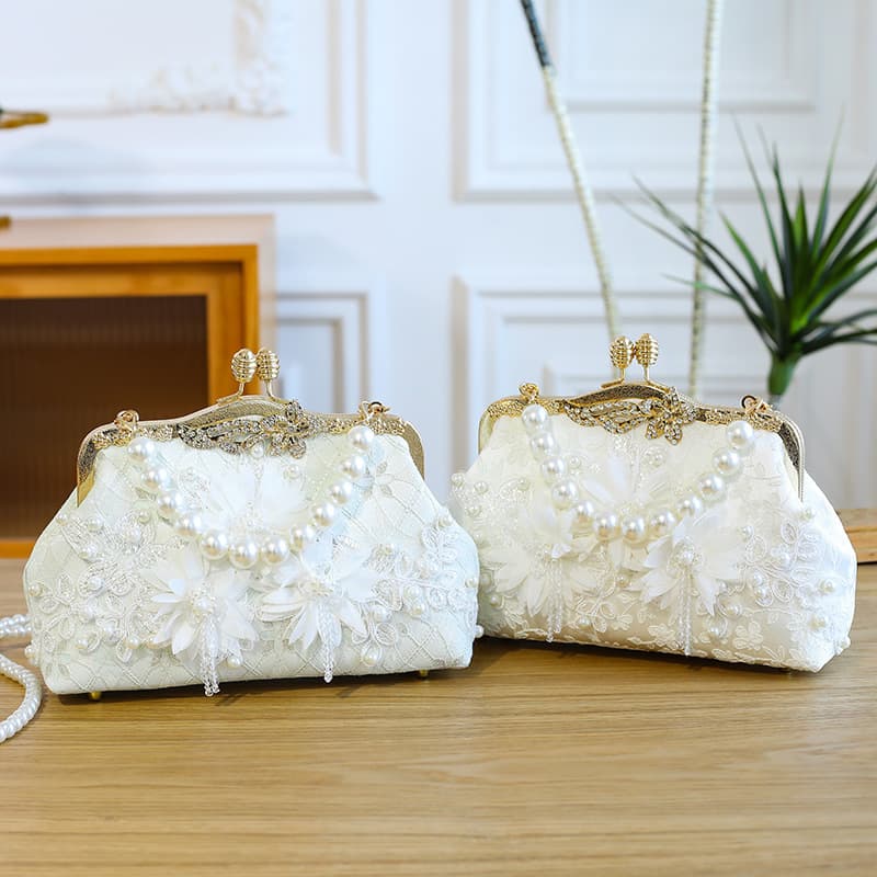 Pearl embroidered fashion handbag cheongsam banquet clutch bag embroidered bead bag shoulder bag pearl chain bag