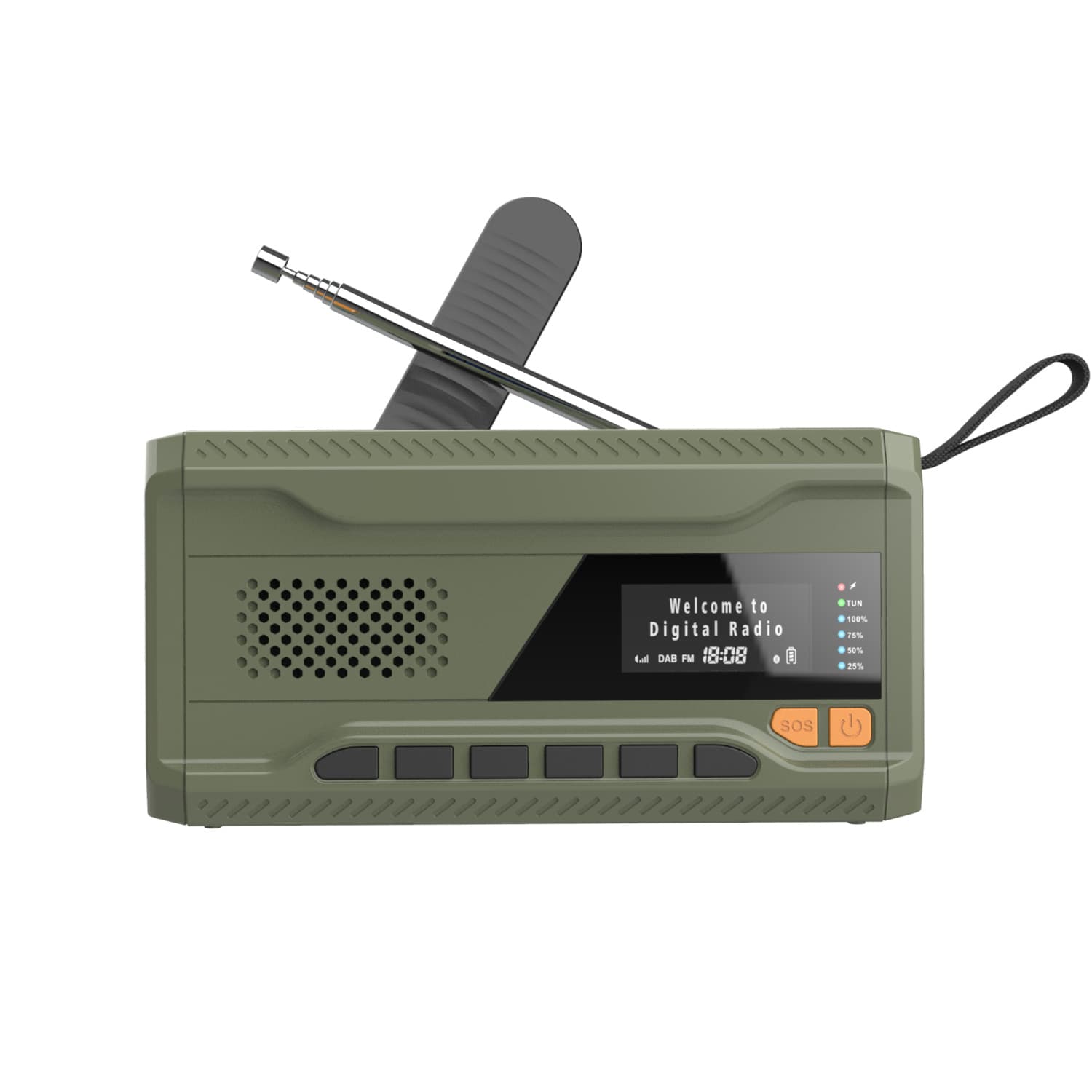 European DAB Emergency Radio, DAB/FM/Bluetooth Hand Crank Solar Charging Built-in 4500 Battery