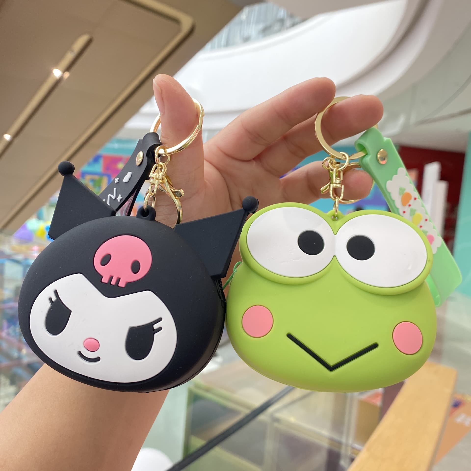 Sanrio Coin Purse Keychain Plush Cute Kuromi Wallet Charm Bag Pendant Claw Machine Small Gift