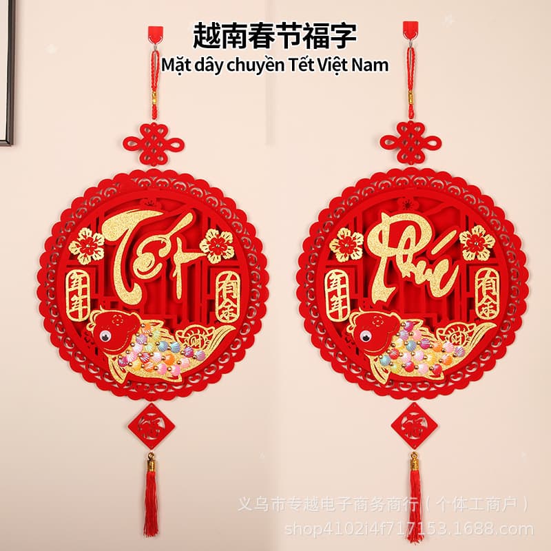 Vietnam Export Exclusive Nodding God of Wealth Spring Festival Hanging Ornament with Vietnamese Text, Automatic Nodding Pendant Decoration for 2026 Year of the Horse