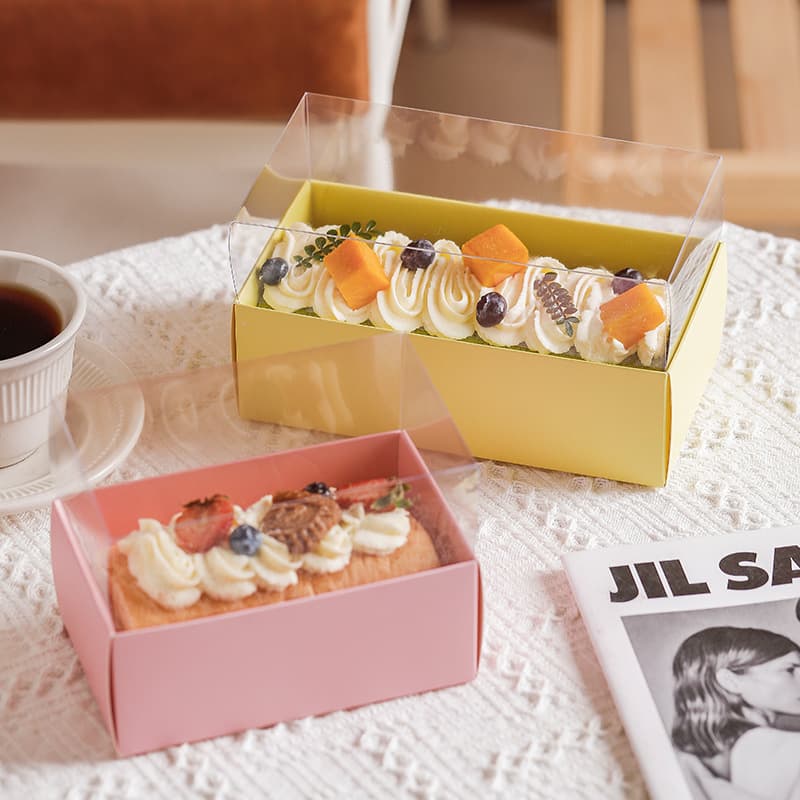 Cake Roll Box Swiss Roll Packaging Box Macaron Towel Roll Pastry Box Transparent Cake Box Dessert Takeout Box