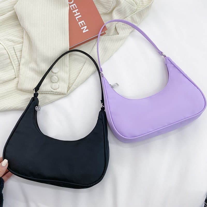 Nylon Crossbody Bag for Women 2021 New Style Dumpling Bag Lightweight Small Sling Bag Solid Color Shoulder Bag