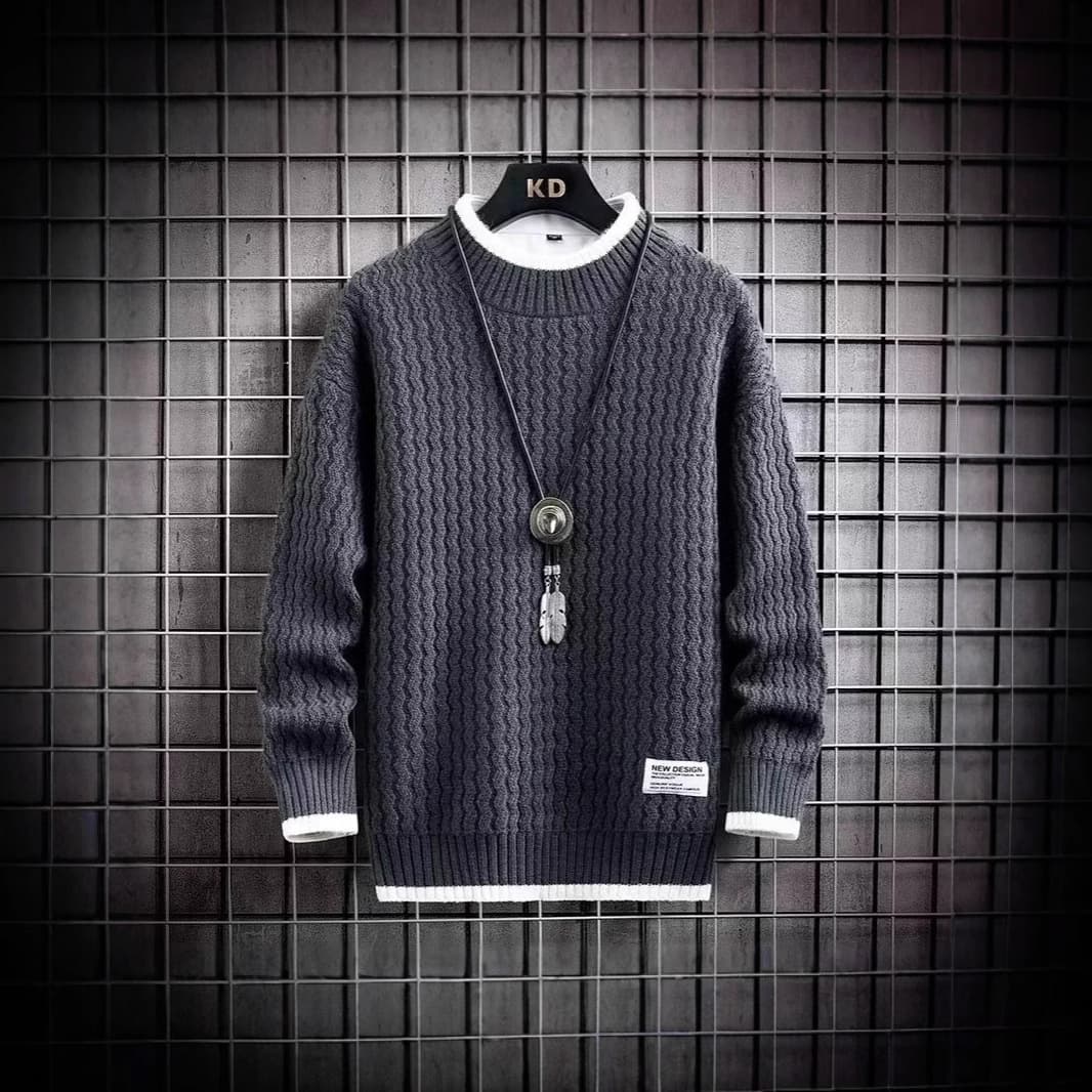 Teen Men's High-Neck Pullover Sweater, Warm and Thick Winter Long-Sleeved Knitwear, 2024 New Men's Autumn Clothing