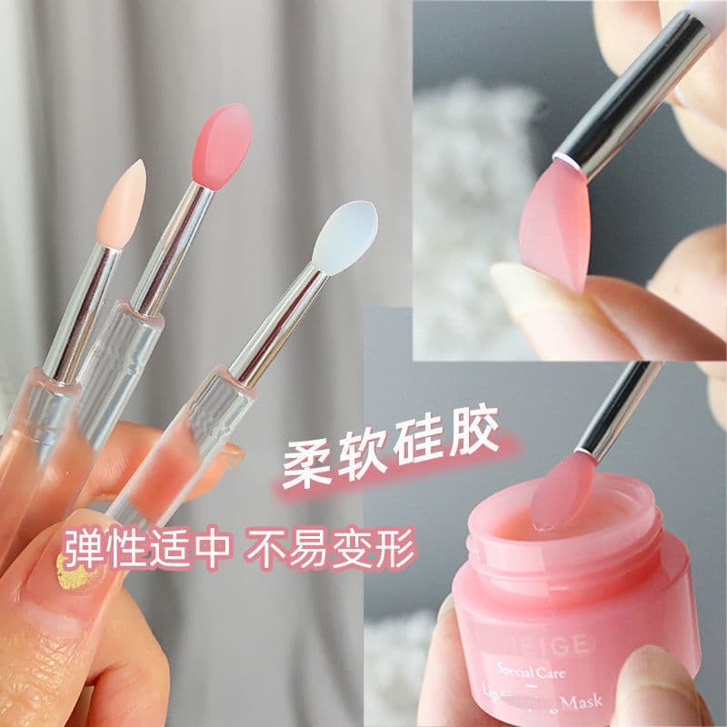 Portable Silicone Lip Brush Travel Cosmetic Brush Eyeshadow Lipstick Gloss Brush Lip Balm Brush Compact Makeup Brush for Travel