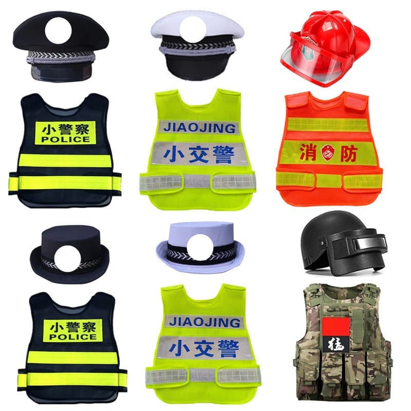 Children's toy luminous vest little firefighter clothes little policeman little policeman big cap reflective vest costume