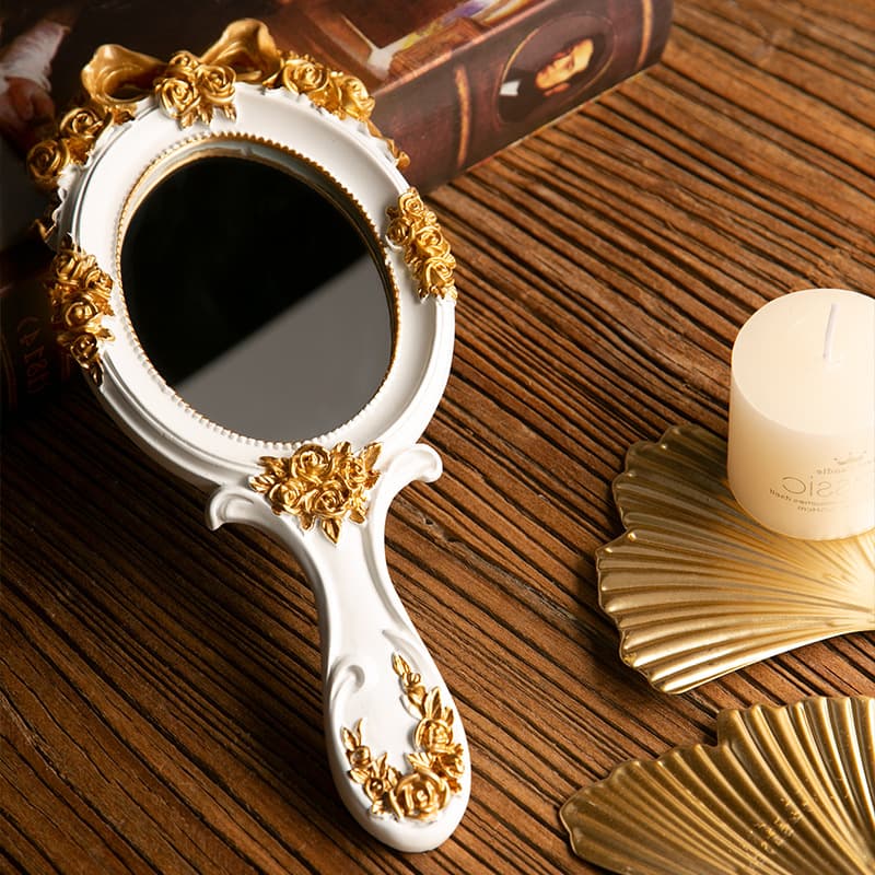 Retro Baroque ins princess makeup mirror beauty salon mirror Lolita mirror creative retro handle mirror