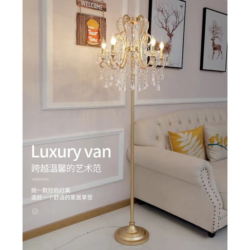 Zhongshan factory direct sales crystal lamp floor lamp light luxury warm color living room bedroom dining table floor lamp table lamp wholesale