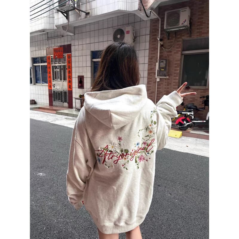 American-style embroidered sweatshirt for women, loose fit spring/autumn style, European winter round-neck long-sleeve high-street trendy brand 2026 new arrival