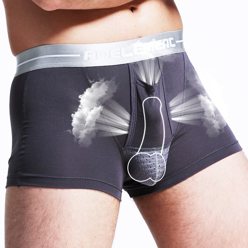 Men's Underwear Scrotum Support Ice Silk Antibacterial Boxers Breathable Youth Bullet Separation U-Convex Support Boxer Shorts