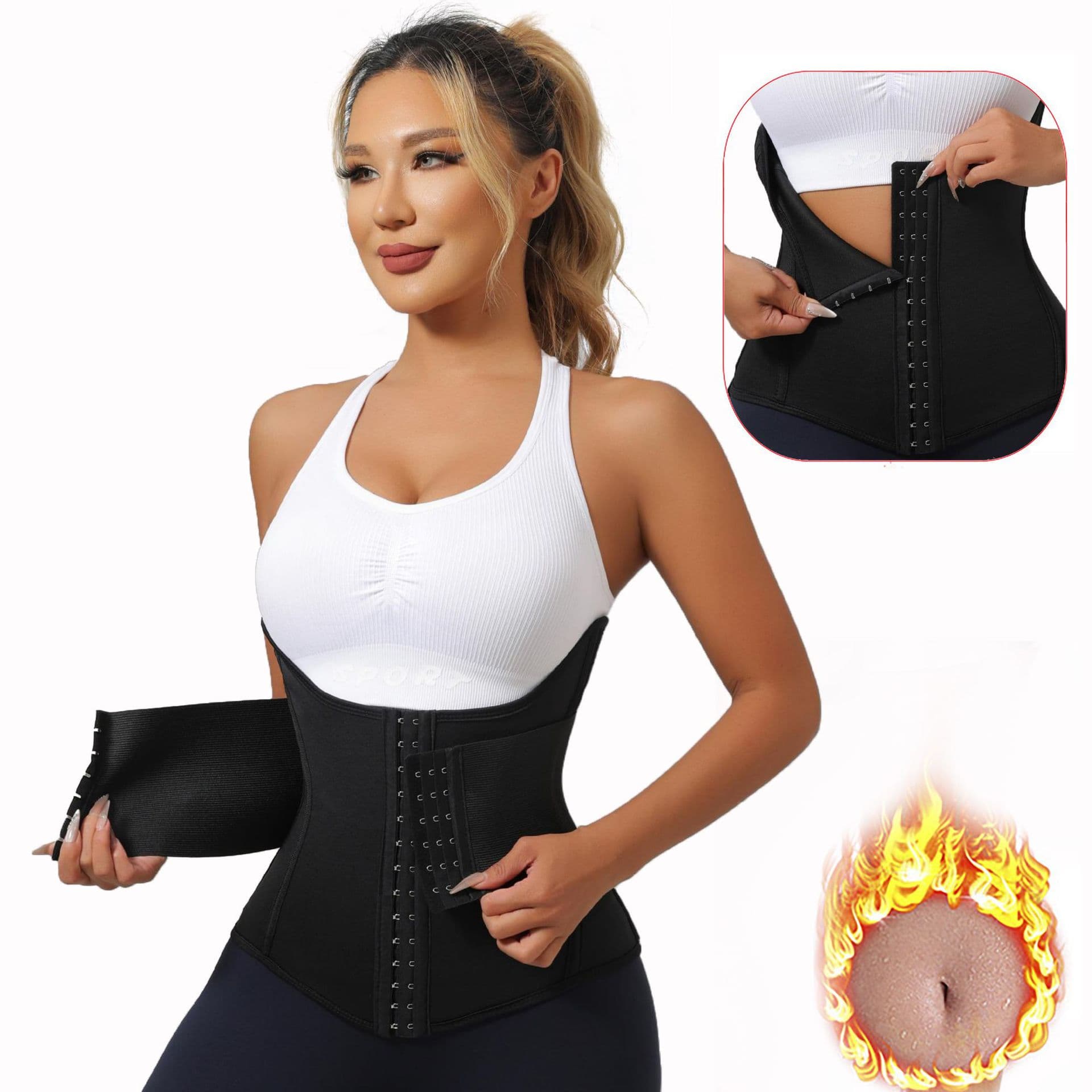 Hot-selling Three-Row Button with Zipper Seamless Waist Trainer Belly Fat Reduction Postpartum Body Shaper Seamless Tummy Control Sports Waist Belt