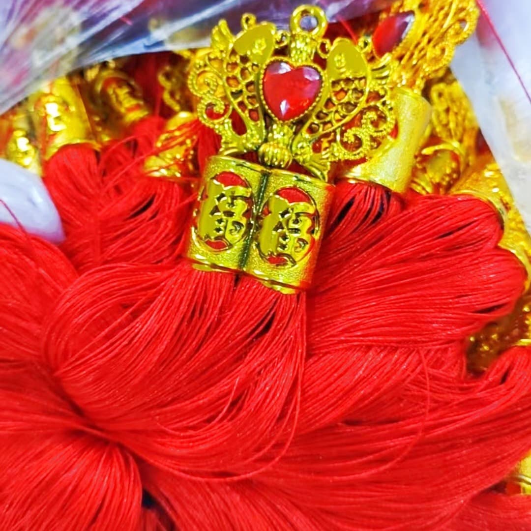Spring Festival Decoration Accessories New Year Gold-Plated Double Fish Double Tube Tassel Fringe Festive Hanging Ornament Factory Wholesale
