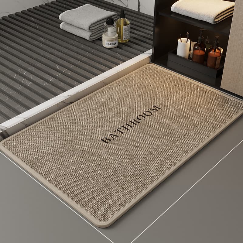 Bathroom non-slip floor mats, bathroom absorbent floor mats, imitation linen woven floor mats, high-end sense home entrance door floor mats
