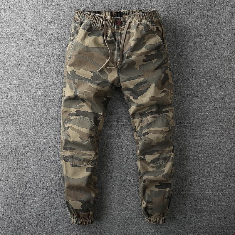 Men's Camouflage Casual Pants Spring Versatile Nine-Piece Workwear Trousers Loose Fit Retro Style Cotton Breathable Wearable