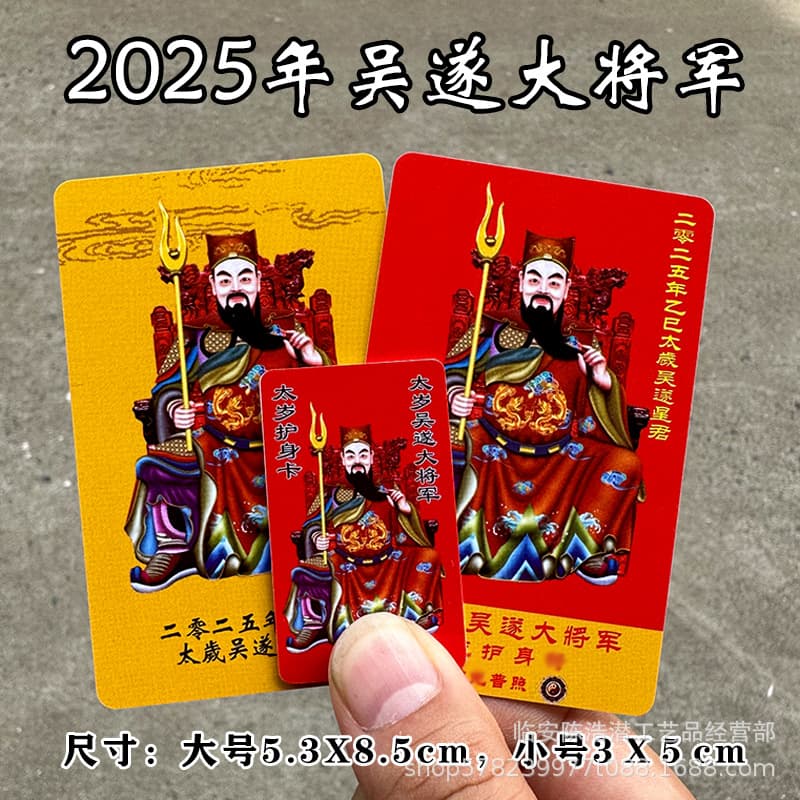 2025 Tai Sui card for Snake Year, General Wu Sui PVC double-sided card, value transformation plastic red and gold color printing card, various sizes