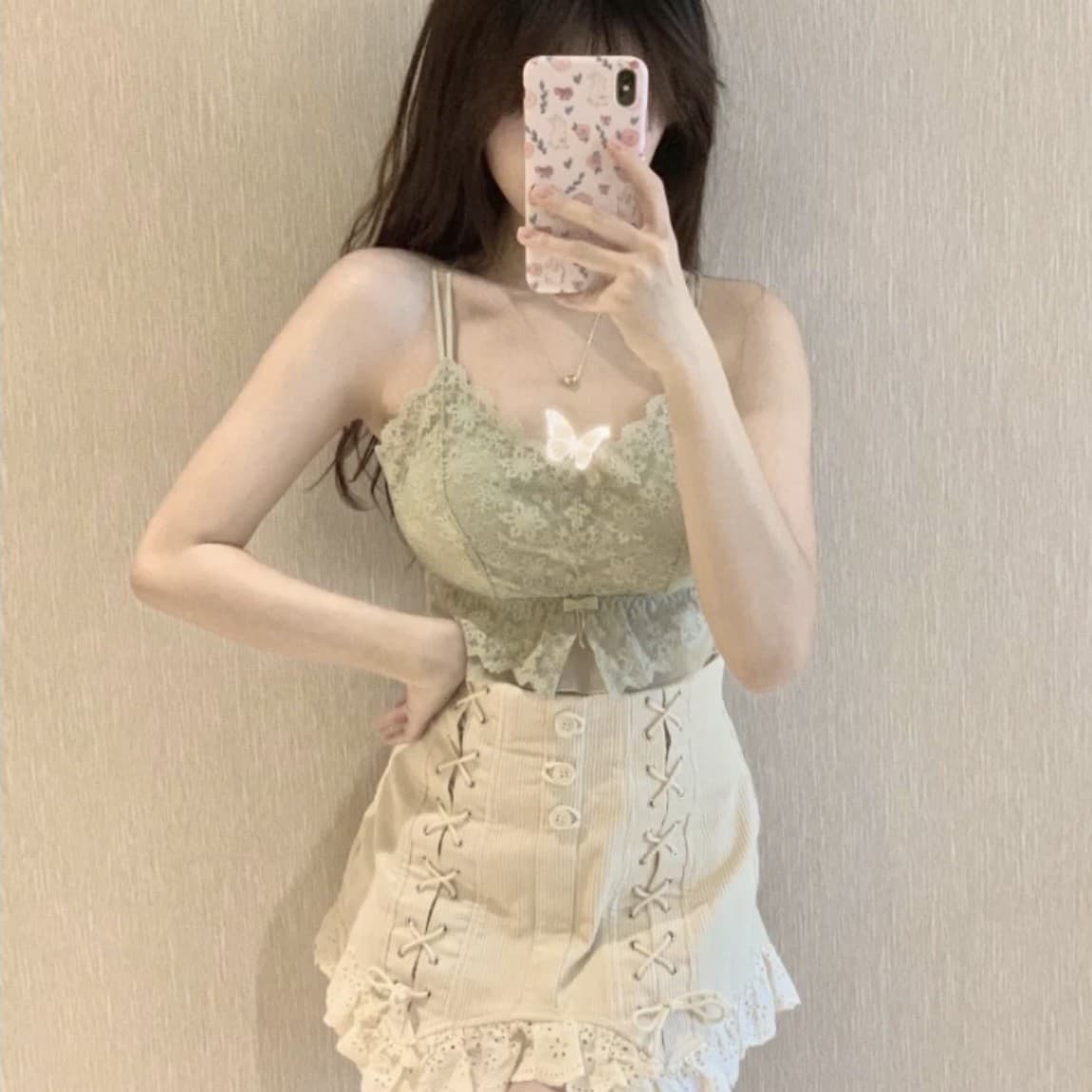New #3040 Trendy Premium Lace Camisole Hot Girl Sexy Cross Lace Back Top Pure