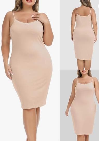 Women's Plus Size Modal Slip Dress V-Neck Soft Sleepwear Adjustable Spaghetti Strap Casual Dress