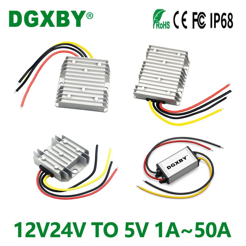 12V/24V to 5V 1A~50A DC power converter, 24V to 5V voltage regulator, 12V to 5V step-down module