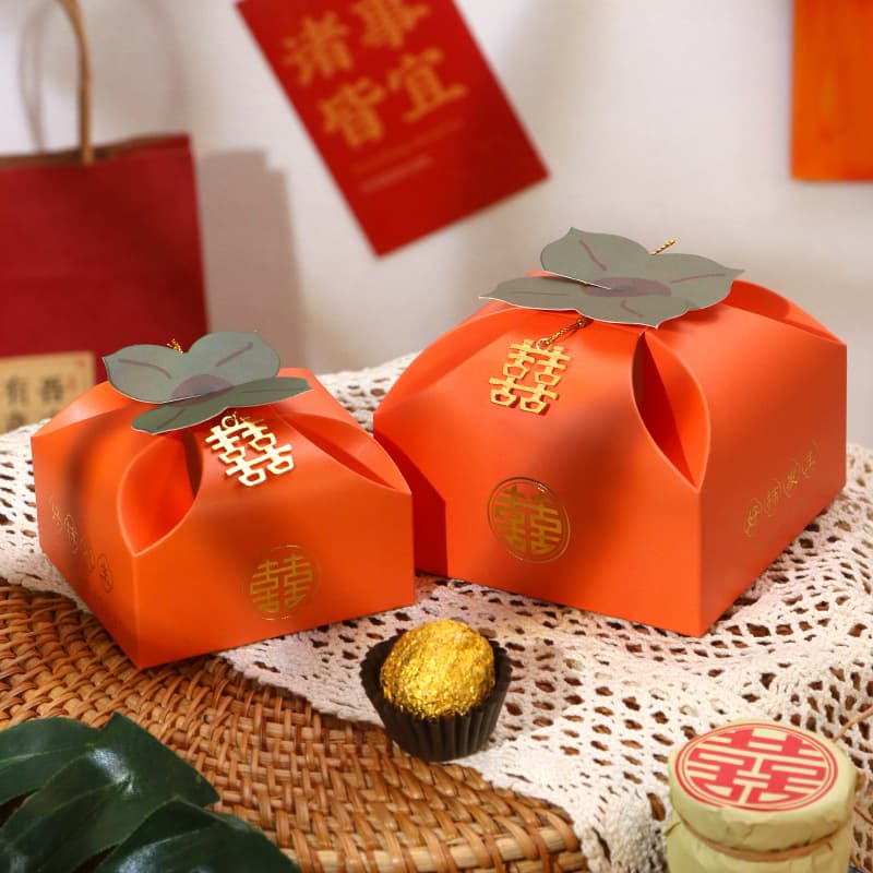 Creative Persimmon Candy Box for Wedding Favor Gift Box Orange