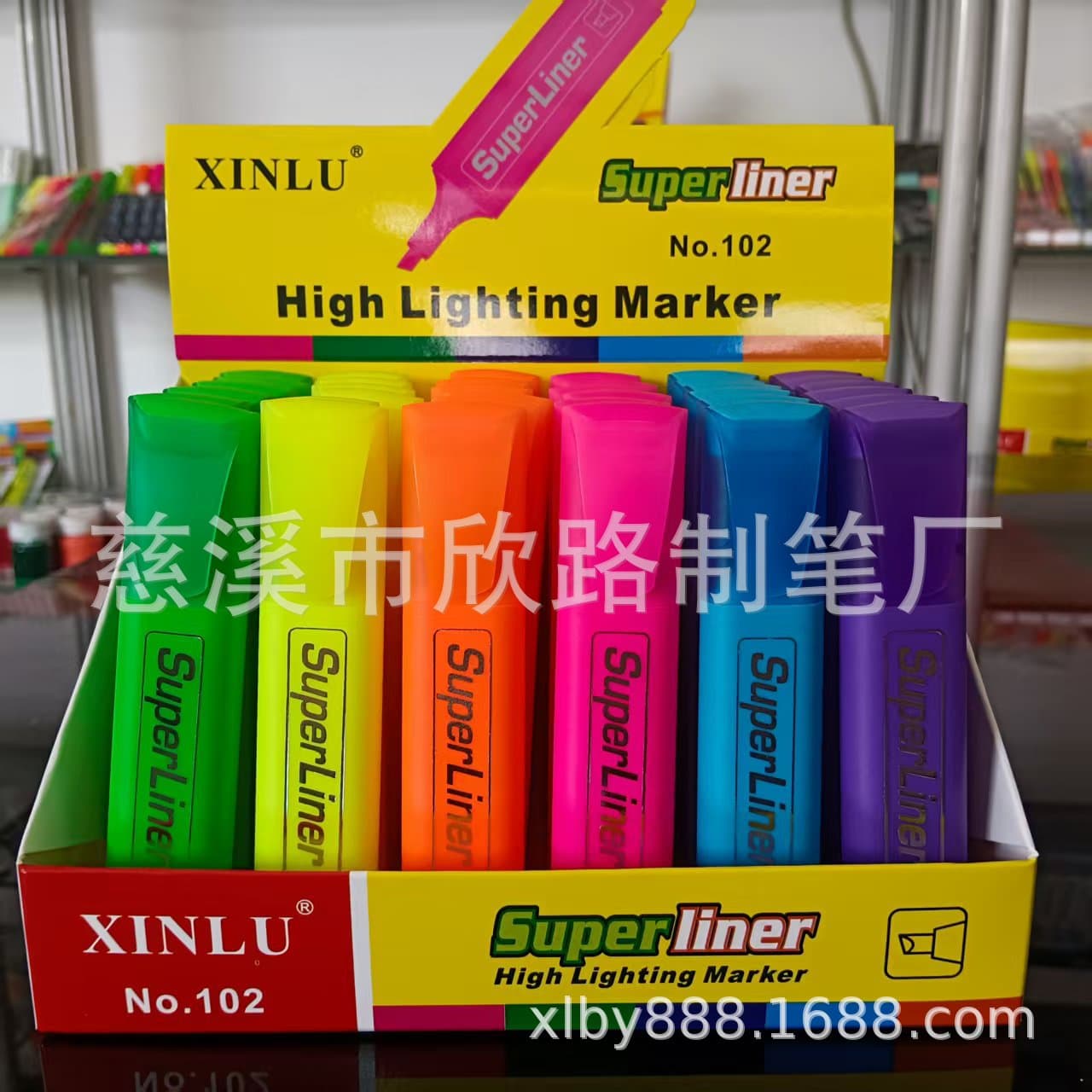XL102-36 Display Box Fluorescent Highlighters, Macaron Colors. Highlighter Marker Factory Wholesale