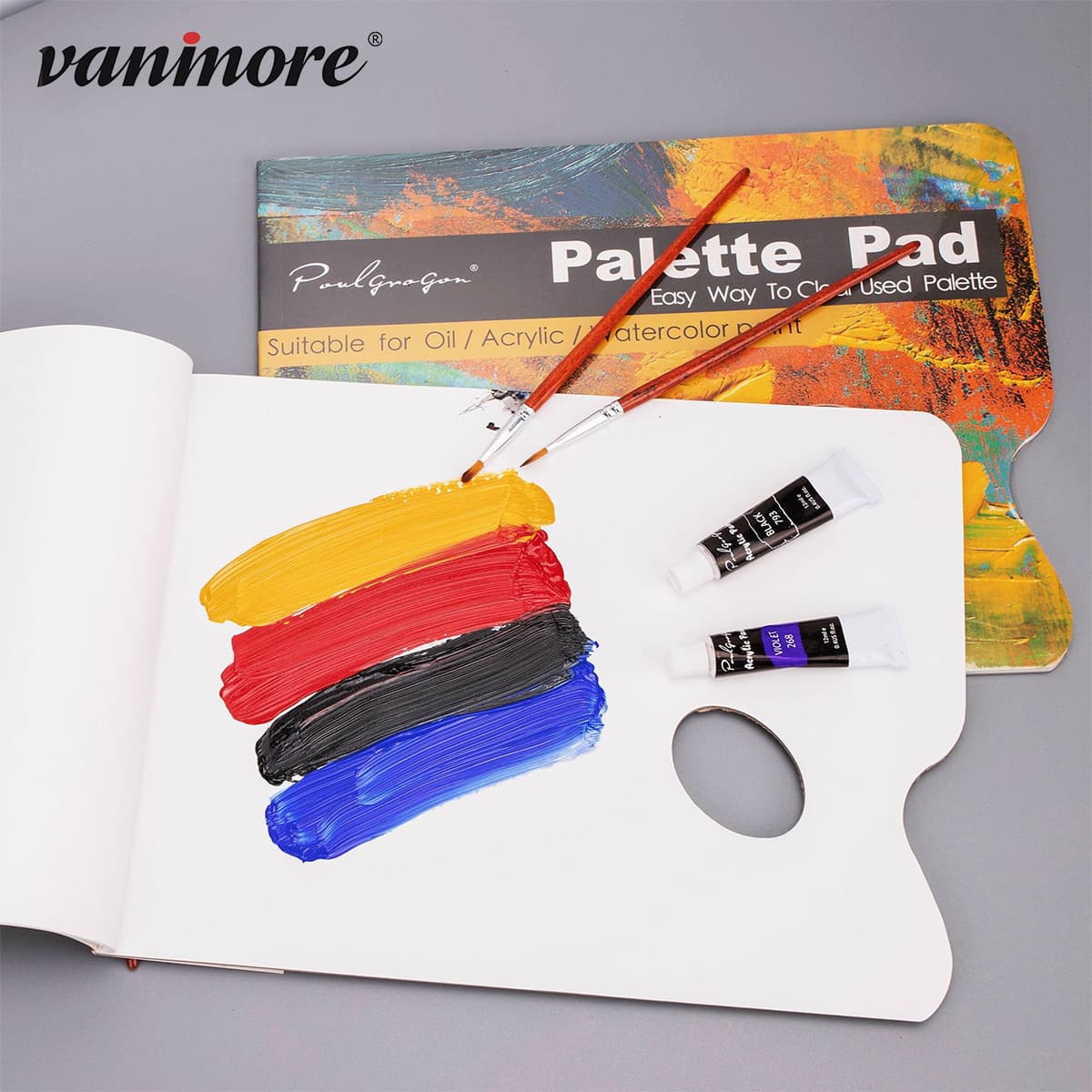 Color Palette Paper for Art Students, Acrylic Oil Watercolor Double-Sided Art Palette Book, Disposable No-Wash Paint Palette Paper