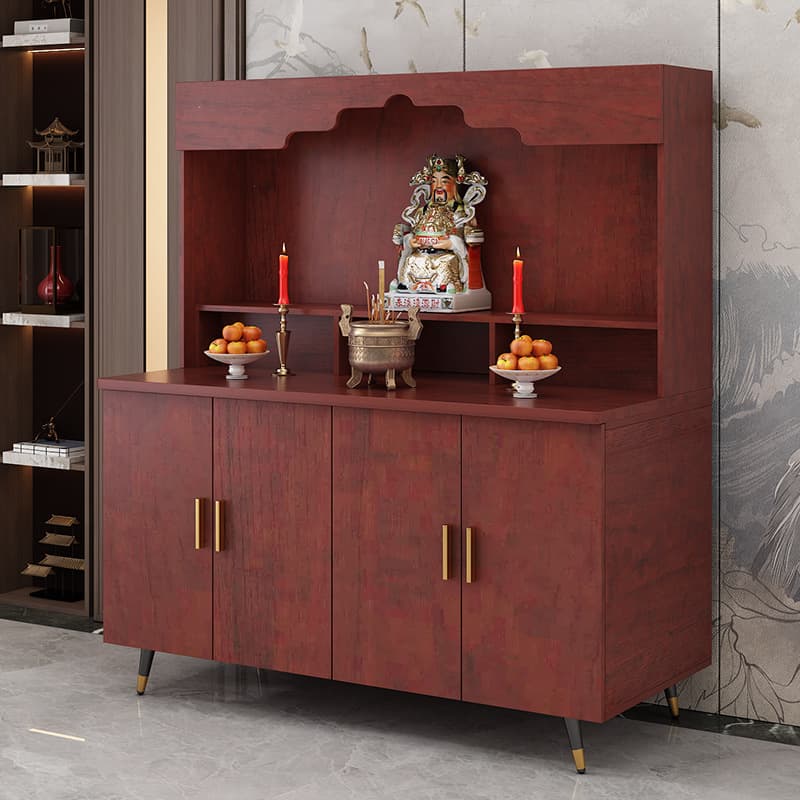 Ni Gui Qi Solid Wood Buddhist Shrine Altar Incense Table Home Temple Window Immortal Deity Platform Integrated Incense Worship Buddhist Altar Cabinet