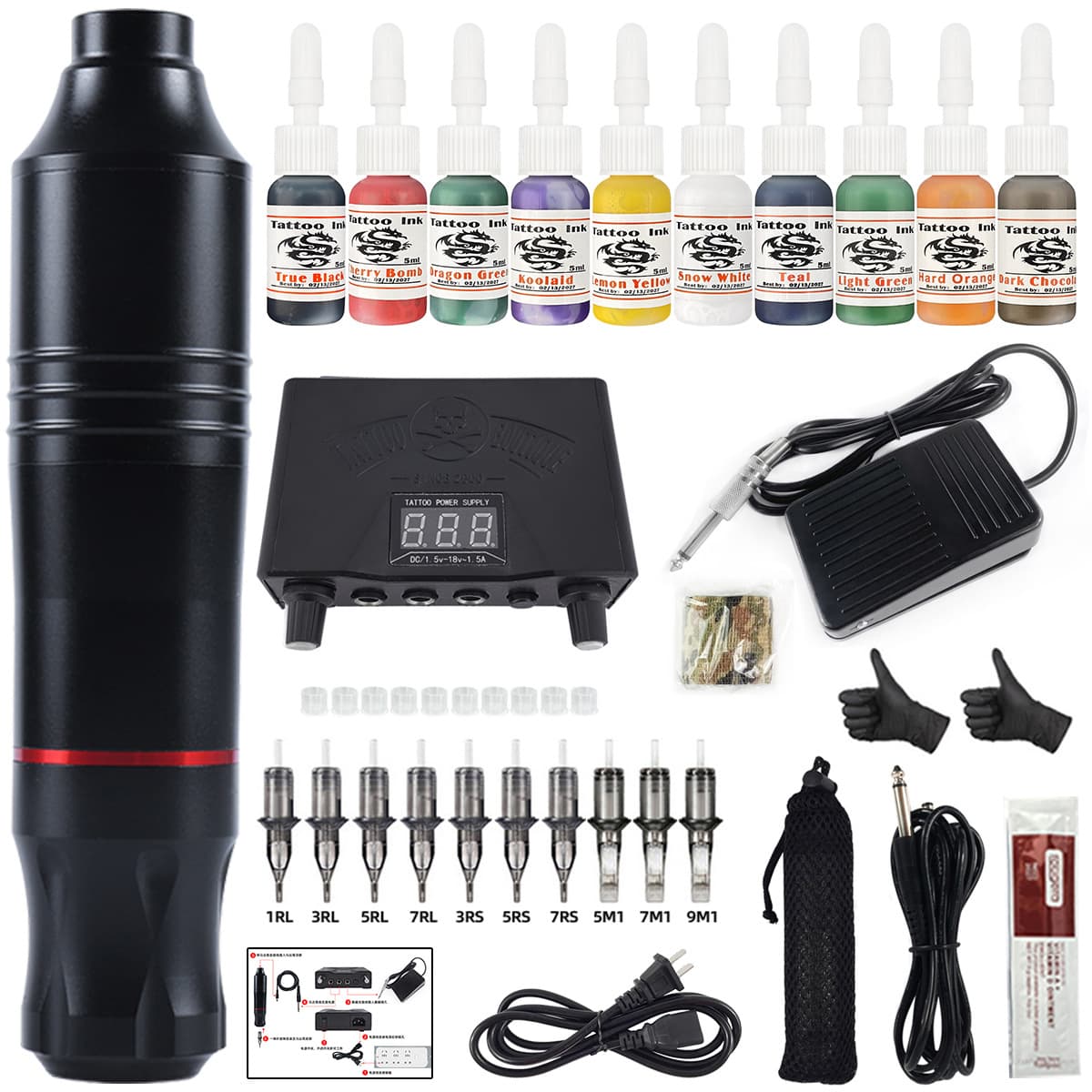 Skull No.3 Tattoo Machine Pen Set Professional Body Art Equipment Integrated Mist Drawing And Line Cutting for Tattoo Artists