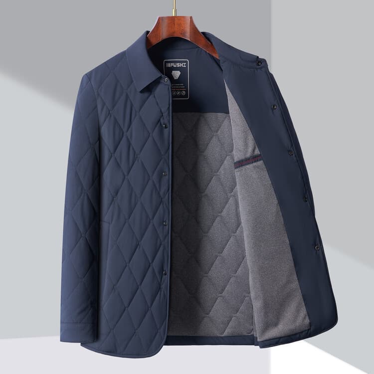 Winter New Cotton Jacket Men Casual Versatile Lightweight Quilted Coat Mulberry Silk Lapel Winter Jacket Father Cotton Padded Coat