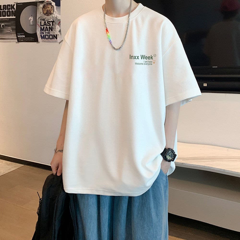 Heavy cotton short-sleeved boys summer 2026 new American high street ins trendy brand versatile bottoming shirt tops
