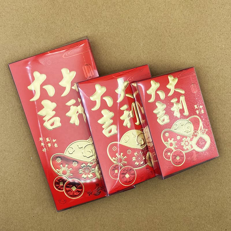 Cantonese style glued boxed red envelope large and medium size high-end soft paper bright red paper two-color New Year red envelope bag wholesale