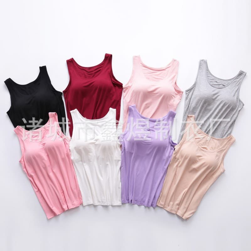 New Modal Wireless Integrated Camisole Bra with Chest Pads, Summer Plus Size