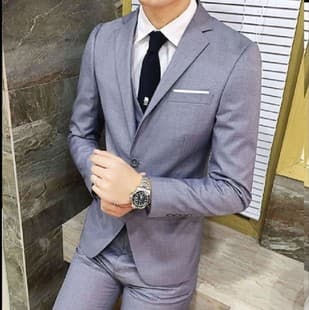 Professional Suit Men's Set Business Formal Two-Piece Slim Fit Korean Trendy Groom Wedding Tuxedo Men's Blazer