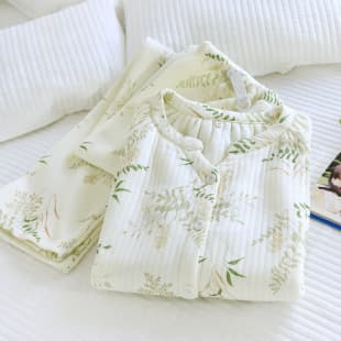 2025 New Air Layer Maternity Sleepwear Autumn/Winter Postpartum Cotton-Padded Warm Combed Cotton Nursing Pajamas for Pregnant Women