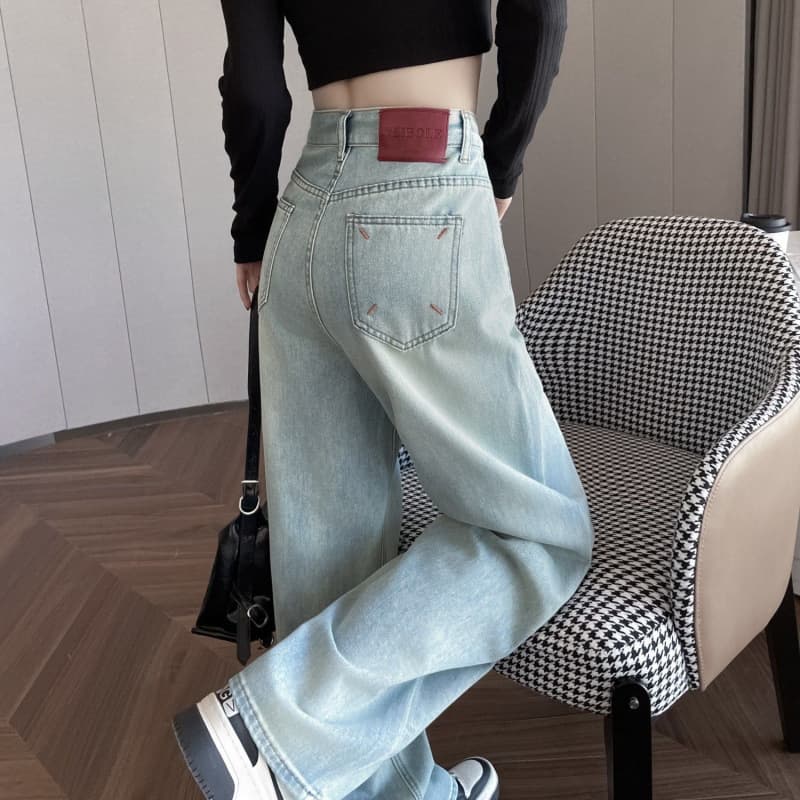 Wide-Leg Jeans Spring Autumn Thin 2025 New Ins Style Loose High-Waist Narrow Straight Long Pants Women
