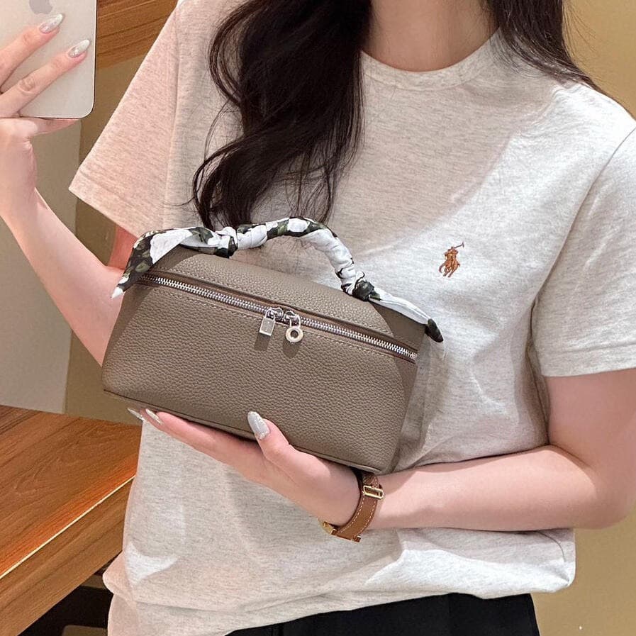 New LP Lunch Box Bag Premium Genuine Leather Handbag Togo Cowhide Shoulder Crossbody Women's Bag Simple Cosmetic Bag