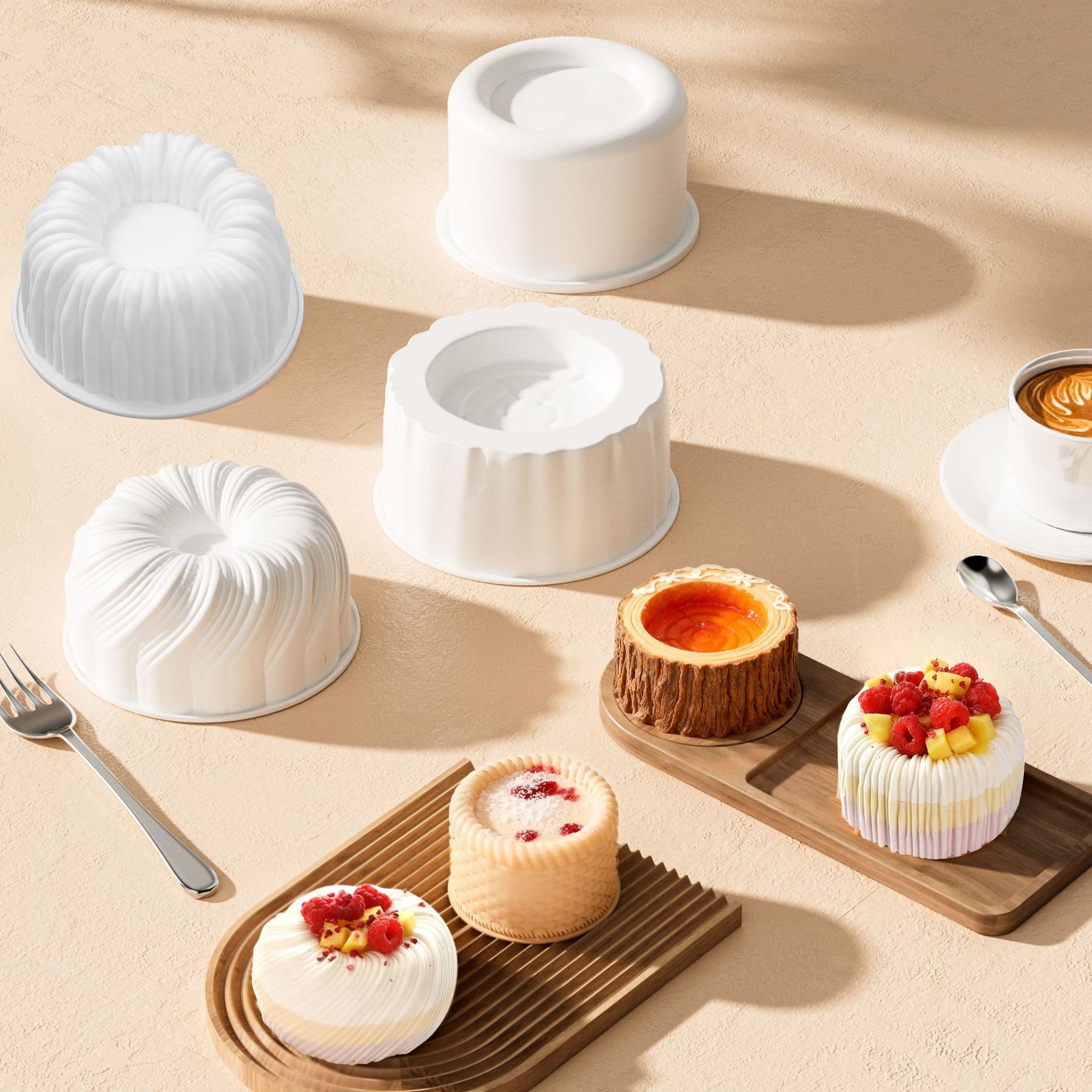 New single-cavity 4-inch flower basket stump mousse food-grade easy-to-mold French dessert baking cake silicone mold