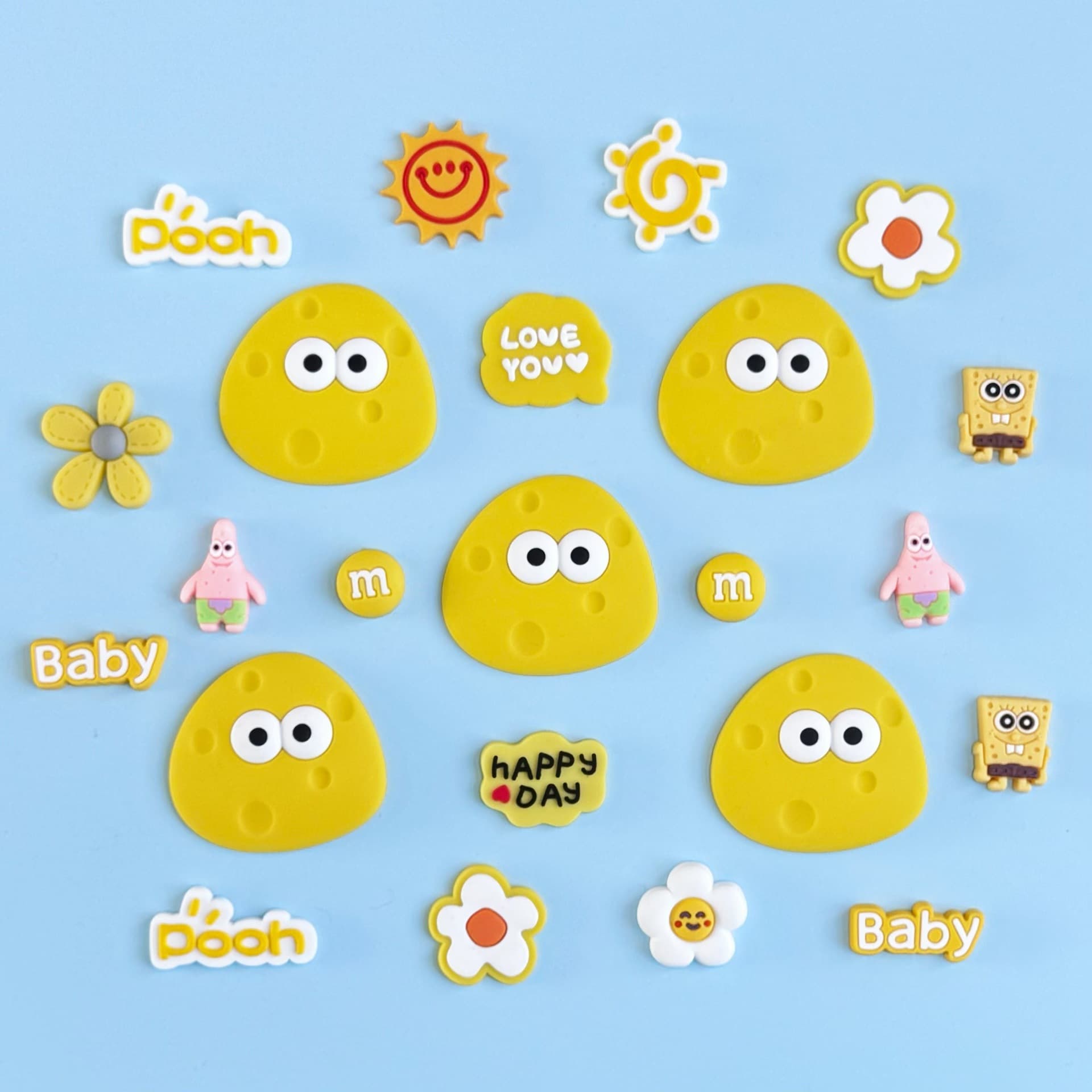 Cartoon Cheese Little Potato Soft Gel Phone Case Patch, Croc Charms, Car Vent Interior Decorations