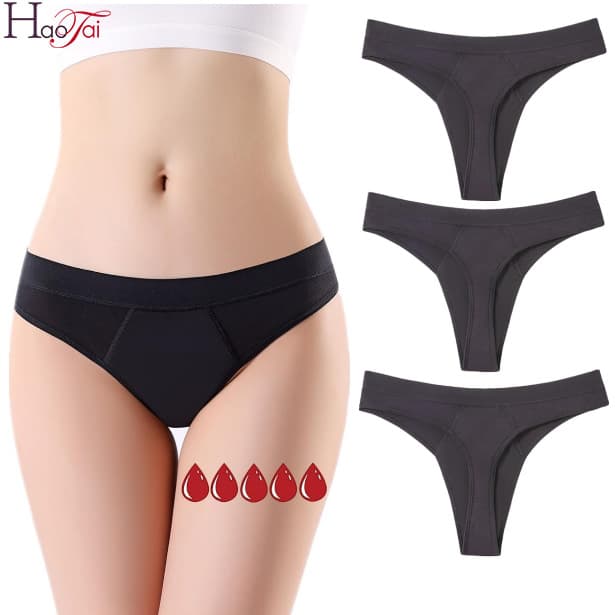 Custom Bamboo Fiber Period Thongs, EU Size Women's Four-Layer Leak-Proof Menstrual Thongs
