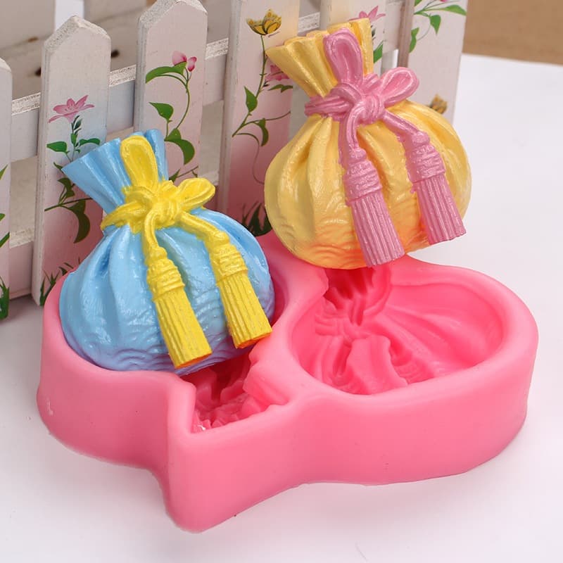 Chinese Style Fortune Bag Shape Silicone Fondant DIY Mousse Chocolate Cake Mold Handmade Soap Plaster