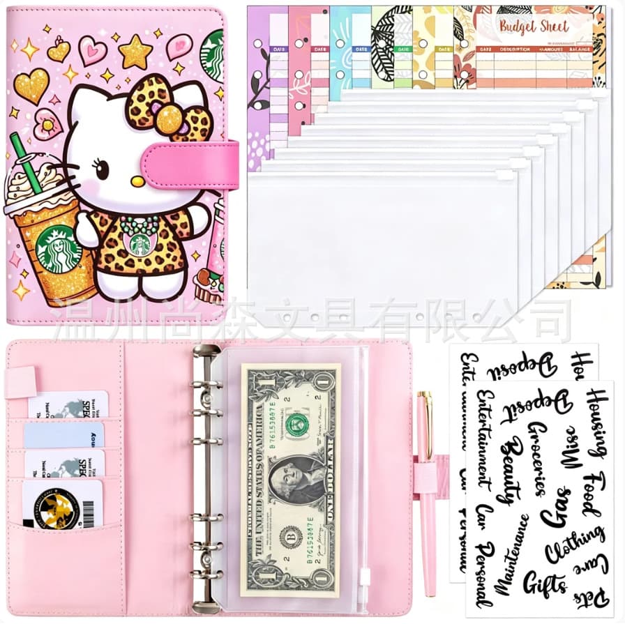 Cross-border exclusive A6 loose-leaf accounting book Hello Kitty cover PU leather notebook storage hand account notepad