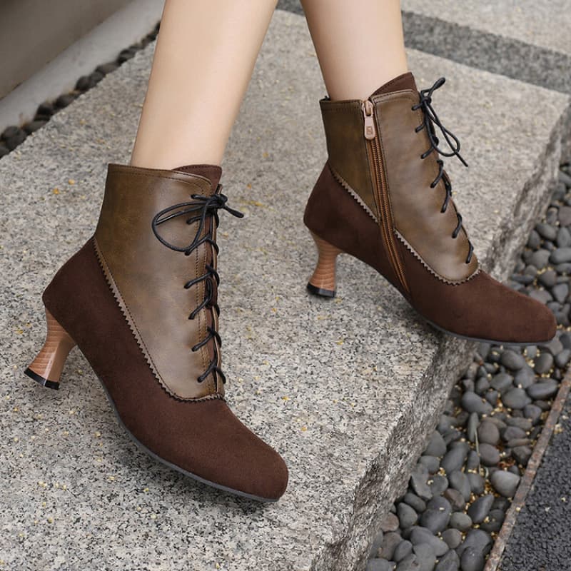 Custom Women's Boots Cross-Border Trade Women's Shoes Large Size Women's Boots European and American Short Boots Stiletto Heel Stitching Factory Processing Wholesale