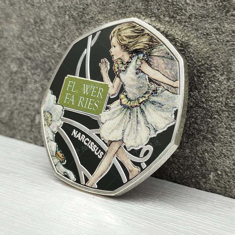 British Fairy Colored Silver Coin Fairy Tale Series Commemorative Coin Metal Seven-Point Commemorative Coin Coin Manufacturer Wholesale