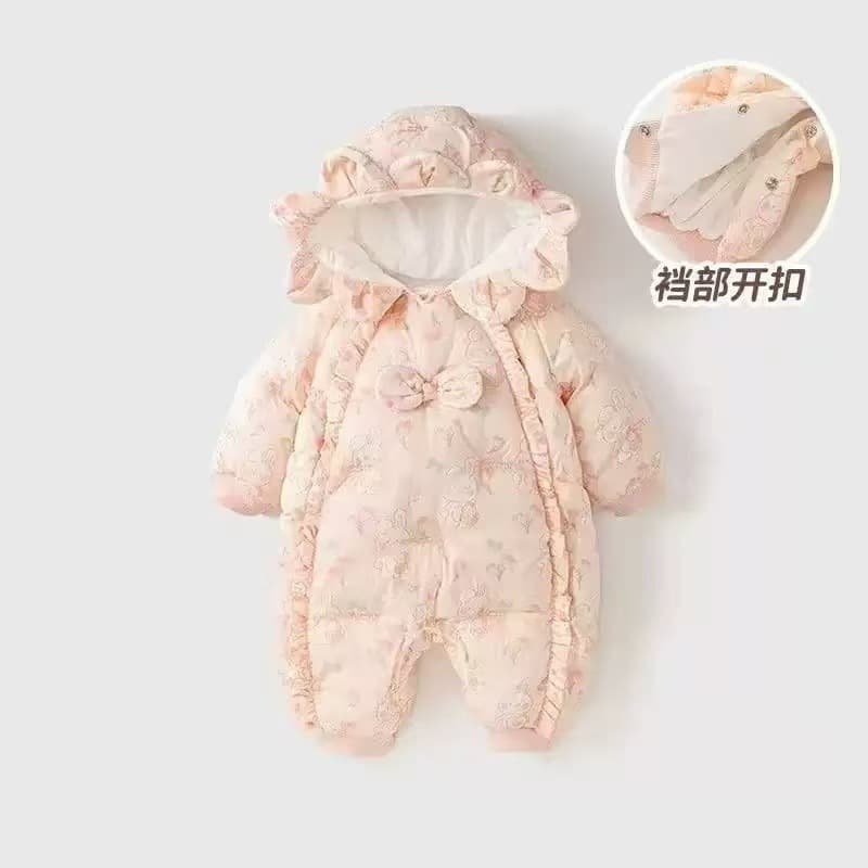 Baby clothes, winter clothes, newborn fashionable baby girl jumpsuits, full moon plus velvet and thickened clothes, autumn and winter cotton clothes, trendy